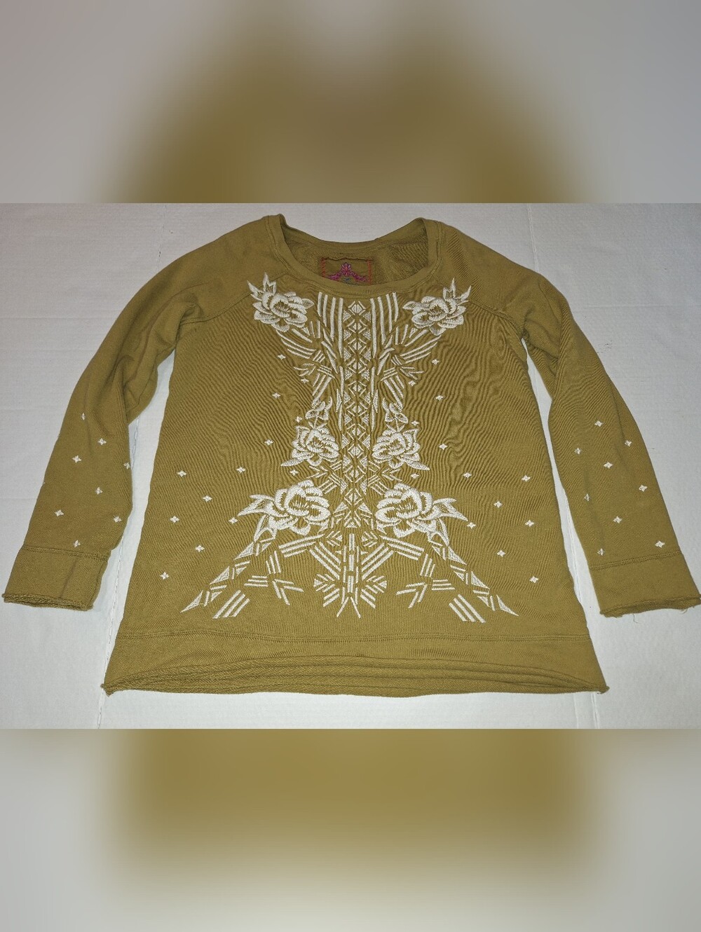 JW Johnny Was Los Angeles Womens Floral Embroidered Pullover Sweater Size S